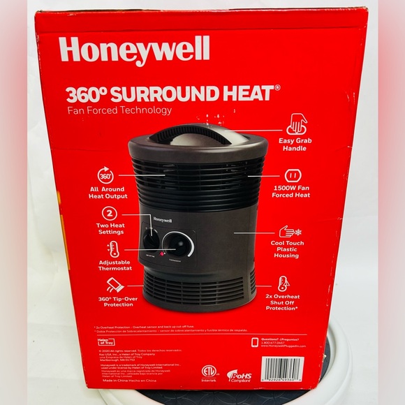 Honeywell HHF360B 1500W 360˚ Surround Indoor Heater Black - BRAND NEW SEALED - Picture 4 of 5